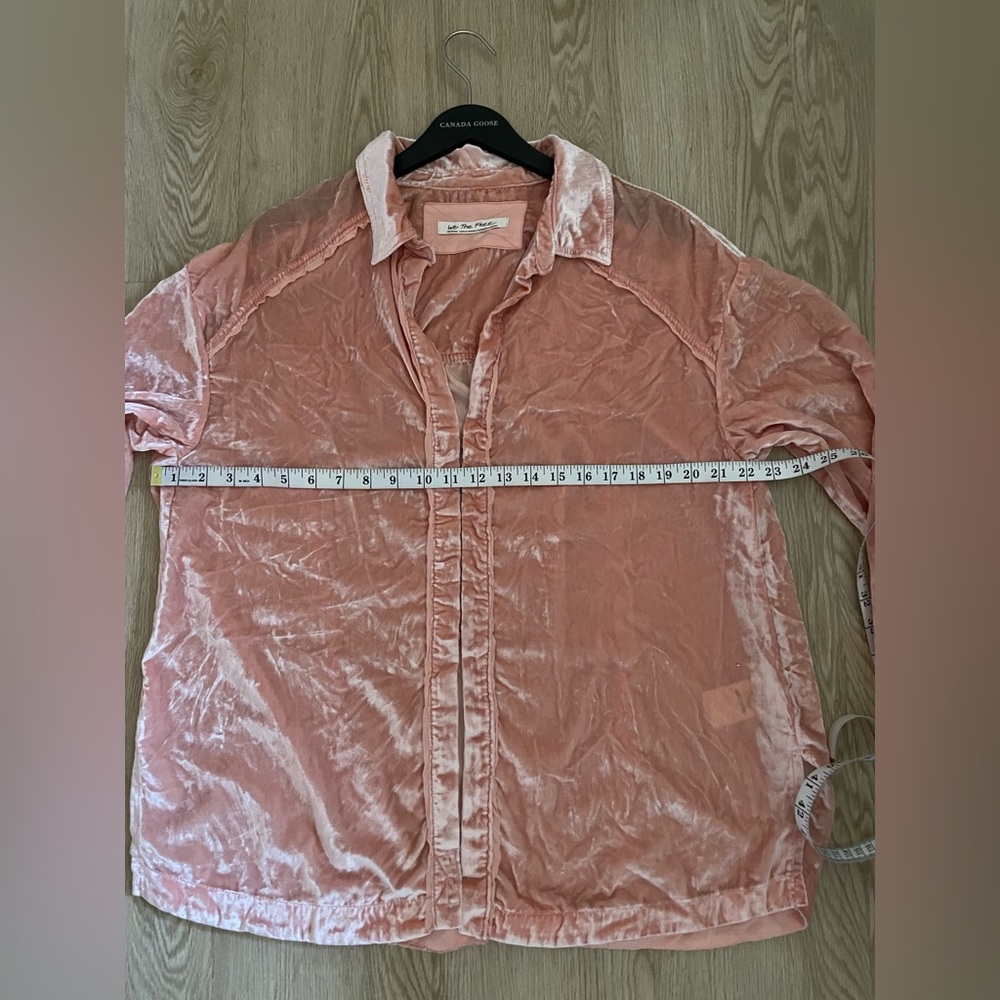 Free People Marianne Velvet Shirt Pink M - Picture 11 of 15